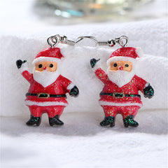 Red Acrylic & Silver-Plated Santa Drop Earrings