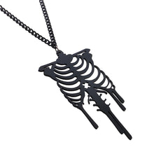 Black Ribcage Pendant Necklace