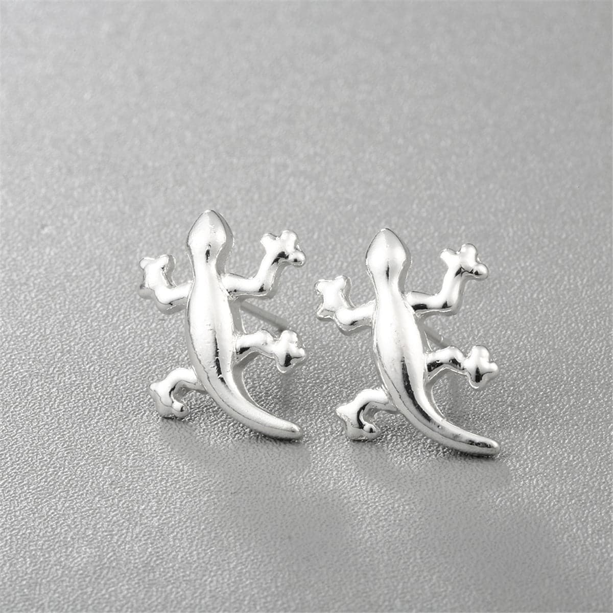 Silver-Plated Lizard Stud Earrings