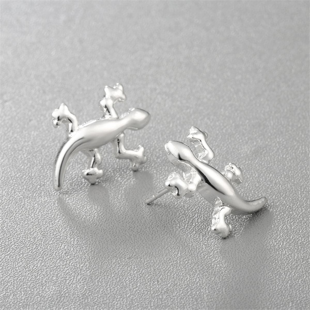 Silver-Plated Lizard Stud Earrings