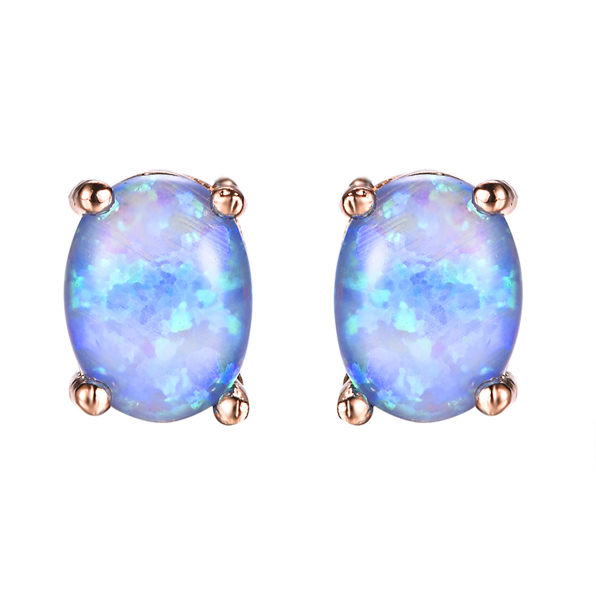 Blue Egg Opal & 18K Gold-Plated Stud Earrings