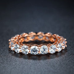 Cubic Zirconia & 18K Rose Gold-Plated Pavé Ring