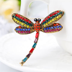 Red & Blue Cubic Zirconia Dragonfly Brooch