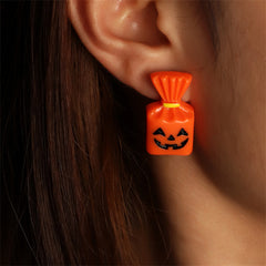 Orange & Silver-Plated Pumpkin Candy Stud Earrings