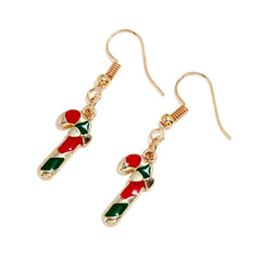 Green & 18K Gold-Plated Candy Cane Crutch Drop Earrings