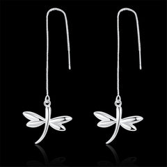 Silver-Plated Dragonfly Threader Earrings