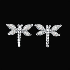 Crystal & Silver-Plated Dragonfly Stud Earrings