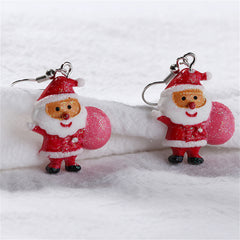 Red Acrylic & Silver-Plated Santa Drop Earrings