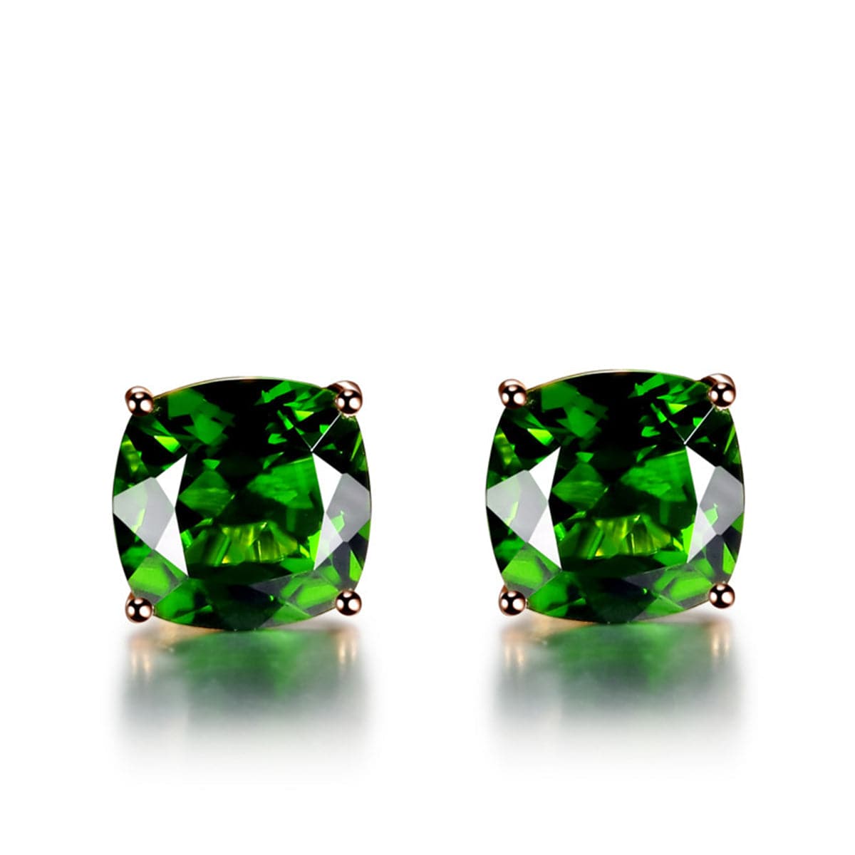 Green Crystal & 18k Rose Gold-Plated Square Stud Earrings - streetregion