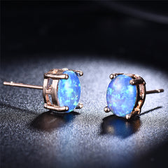 Blue Egg Opal & 18K Gold-Plated Stud Earrings