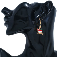 Red & 18K Gold-Palted Santa'S Sled Drop Earring