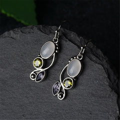 Opal & Crystal Vine Drop Earrings - streetregion