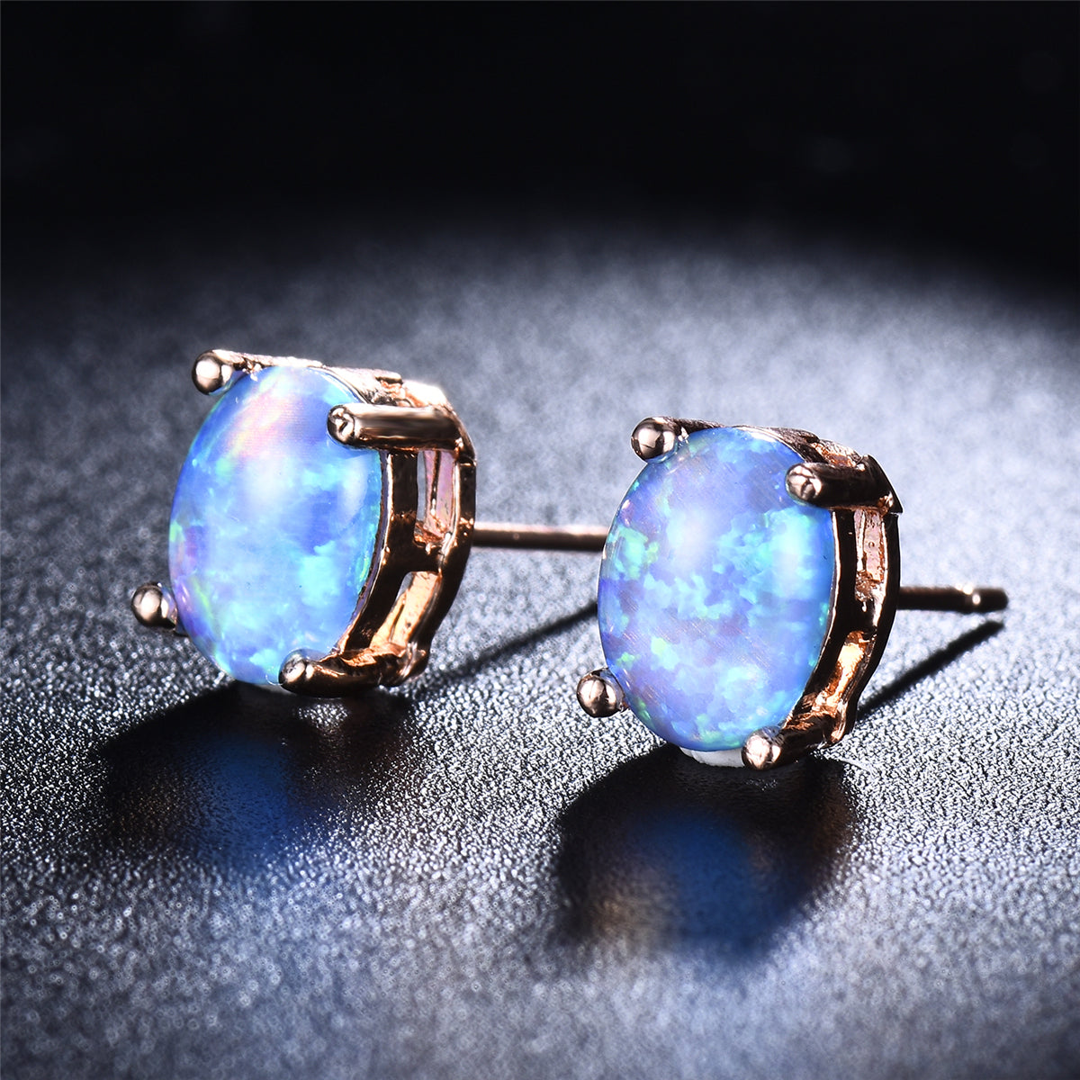 Blue Egg Opal & 18K Gold-Plated Stud Earrings