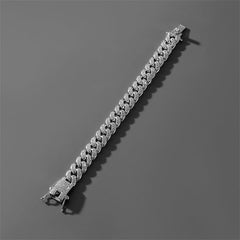 Cubic Zirconia & Silver-Plated Curb Chain Bracelet