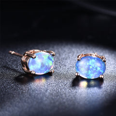 Blue Egg Opal & 18K Gold-Plated Stud Earrings