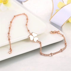 18k Rose Gold-Plated Clover Station Bracelet - streetregion