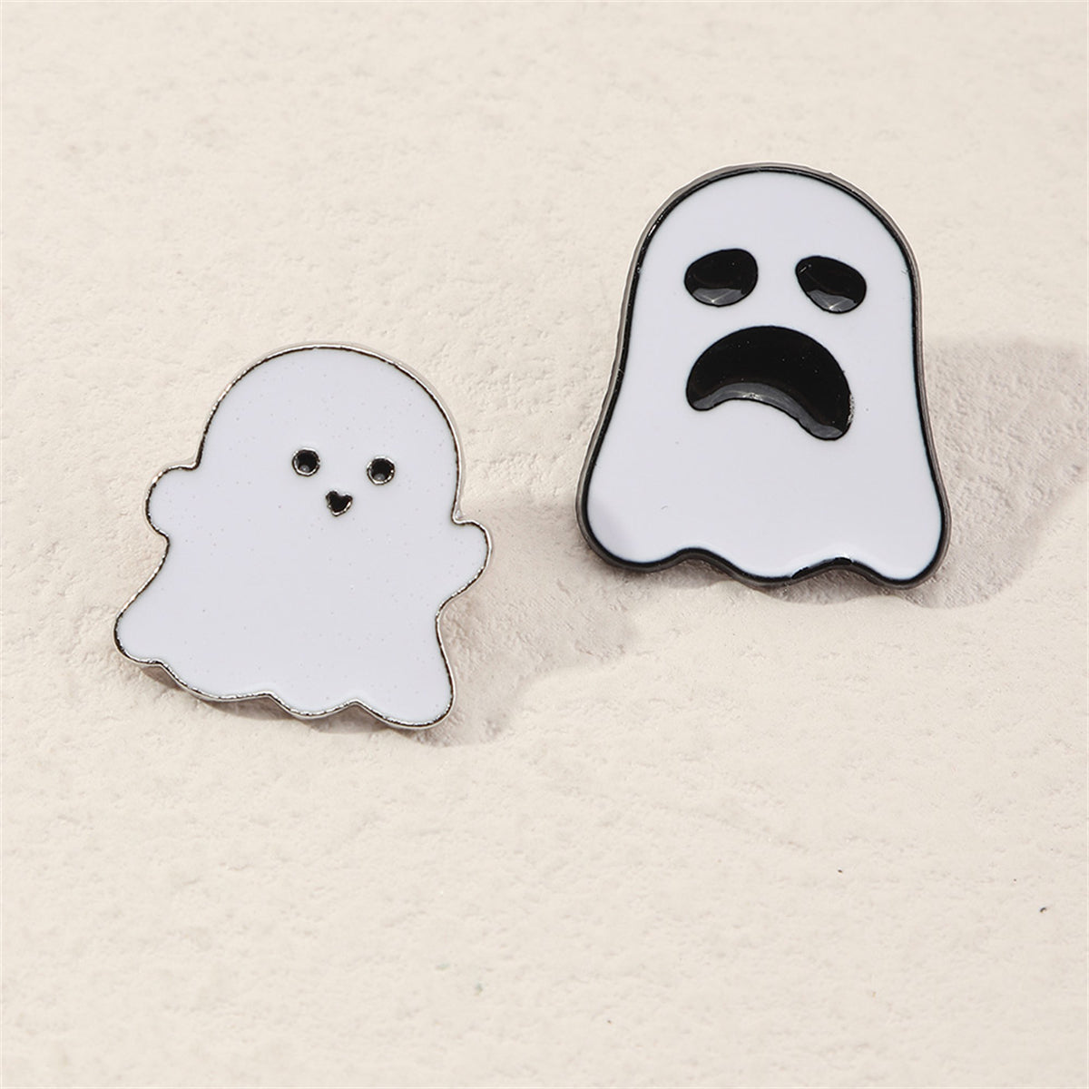 White & Silver-Plated Ghost Enamel Pin Set