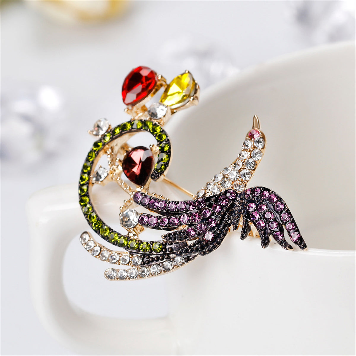 Crystal & Cubic Zirconia Phoenix Brooch