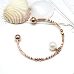 Pearl & 18K Rose Gold-Plated Bead-Accent Cuff