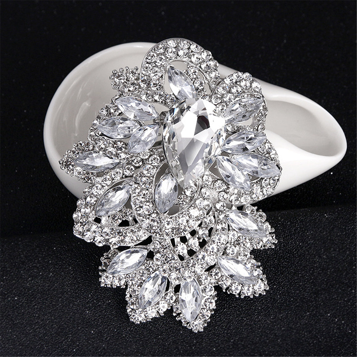 Crystal & Cubic Zirconia Rattan Brooch