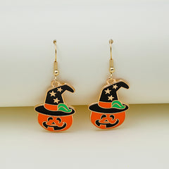 Orange Enamel & 18K Gold-Plated Hat Pumpkin Drop Earrings