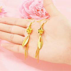 24K Gold-Plated Flower Tassel Drop Earrings