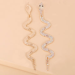 Cubic Zirconia & 18K Gold-Plated Snake Drop Earrings