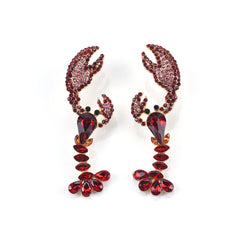 Red Crystal & Cubic Zirconia Lobster Drop Earrings