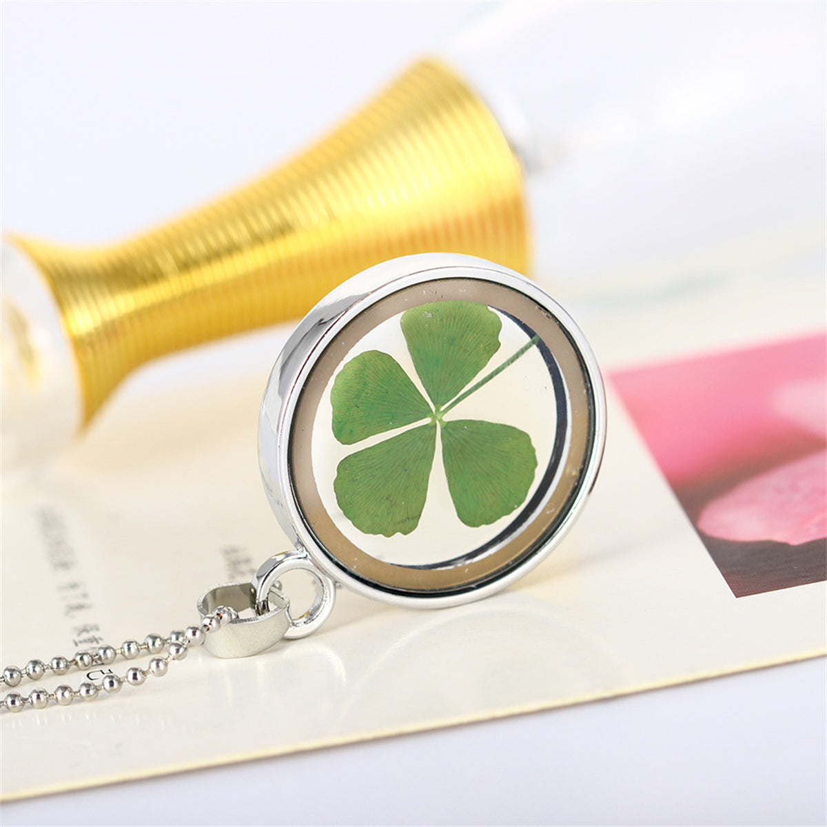 Silver-Plated Clover Pendant Necklace