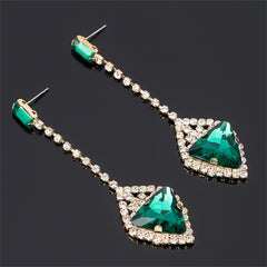 Green Crystal & Cubic Zirconia Drop Earrings