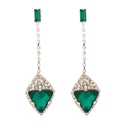 Green Crystal & Cubic Zirconia Drop Earrings