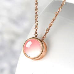 Pink Cats Eye & 18K Rose Gold-Plated Bezel-Set Pendant Necklace