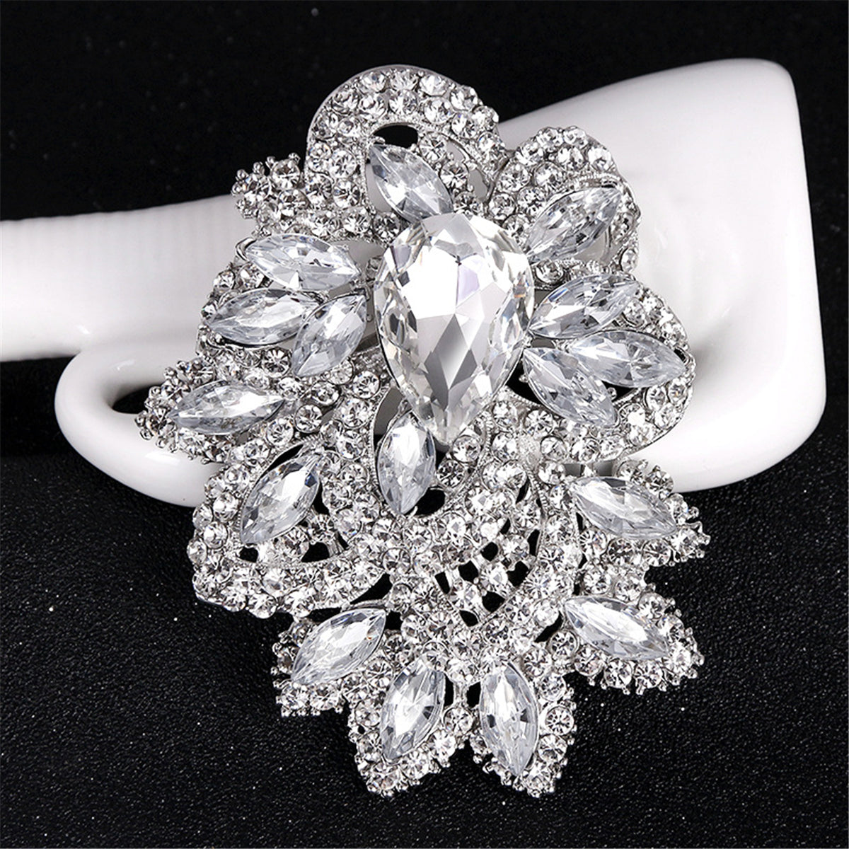 Crystal & Cubic Zirconia Rattan Brooch