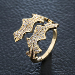 Cubic Zirconia Textured Leaf Wrap Ring