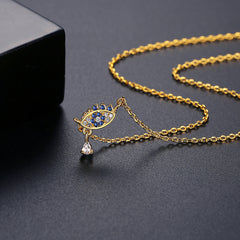 Crystal & Cubic Zirconia Evil Eye Pendant Necklace