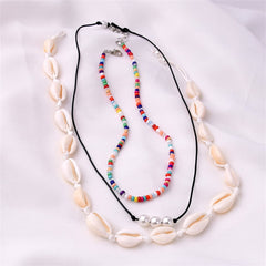 Howlite & Pearl Shell Bead Necklace Set