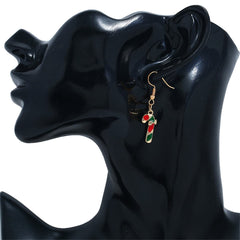 Green & 18K Gold-Plated Candy Cane Crutch Drop Earrings