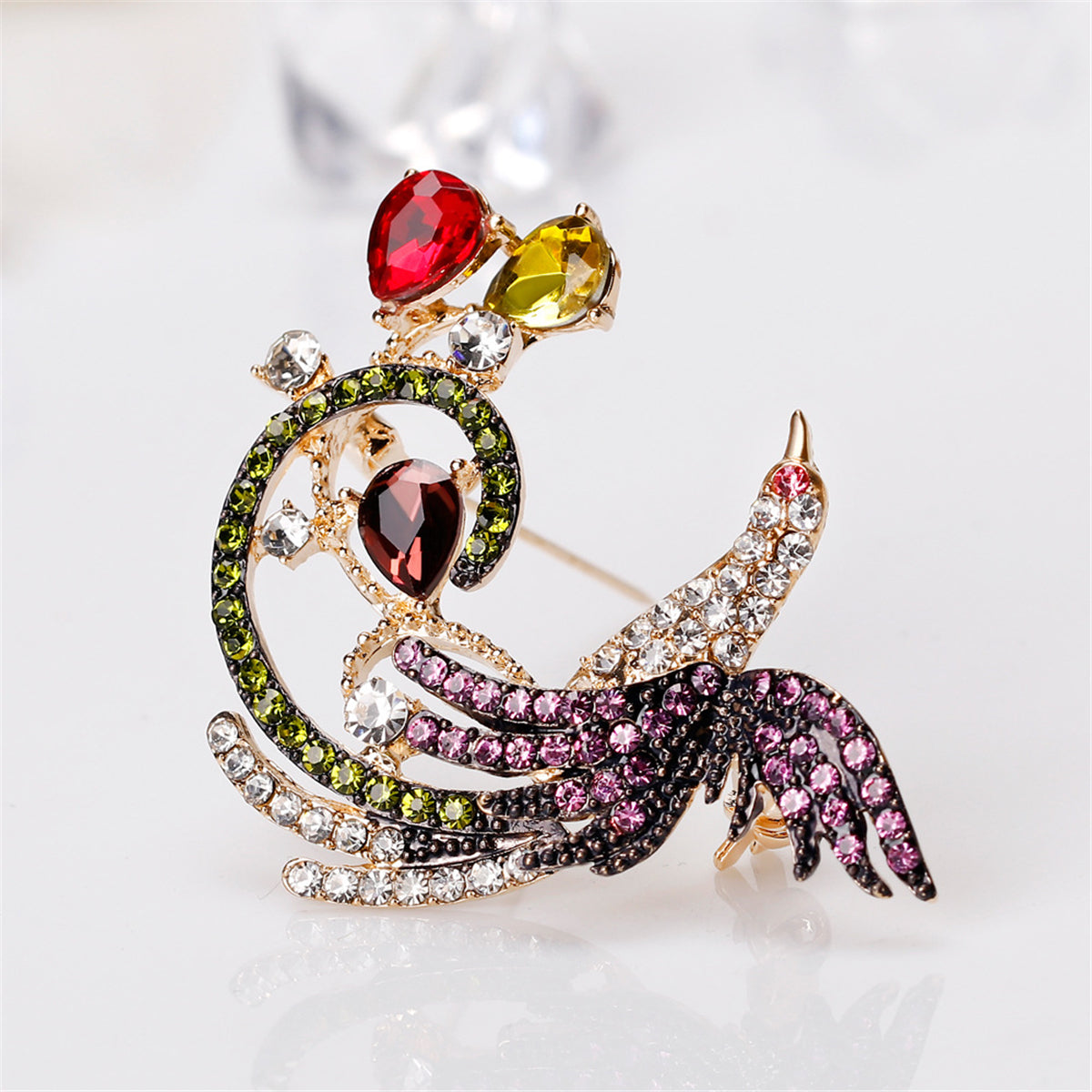 Crystal & Cubic Zirconia Phoenix Brooch