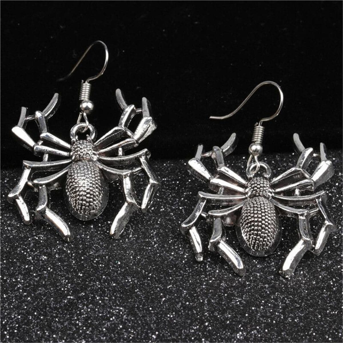 Silver-Plated Spider Drop Earrings