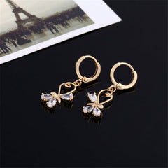 cubic zirconia & 18k Gold-Plated Loop Butterfly Drop Earrings - streetregion