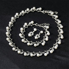 Pearl & Cubic Zirconia Botany Branch Statement Necklace Set