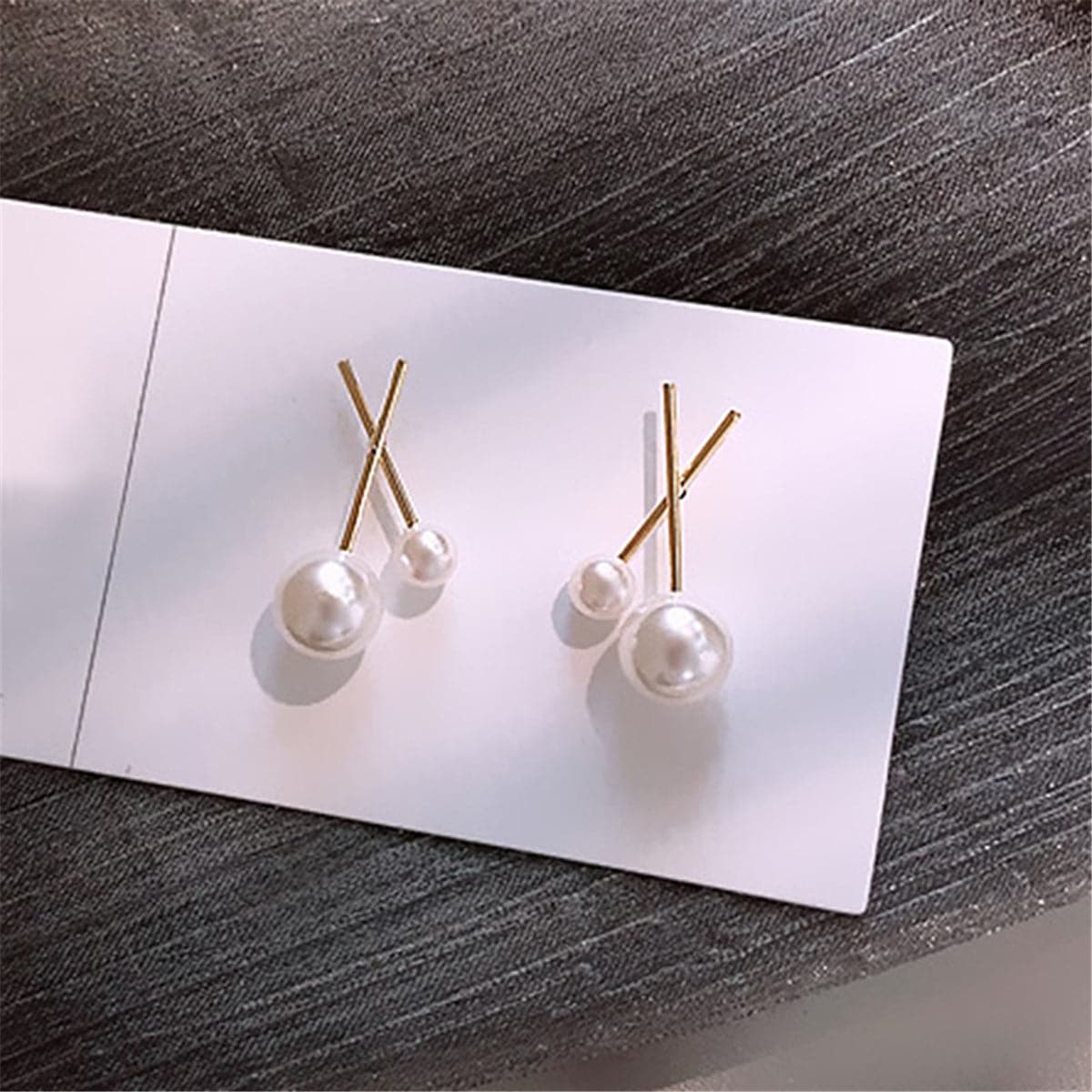 Pearl & 18K Gold-Plated Cross Stud Earrings