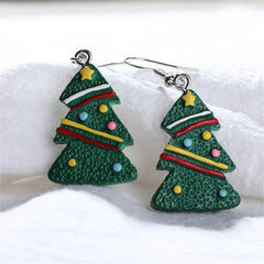 Green Acrylic & Silver-Plated Christmas Tree Drop Earrings