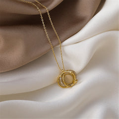 Cats Eye & 18K Gold-Plated Planet Pendant Necklace