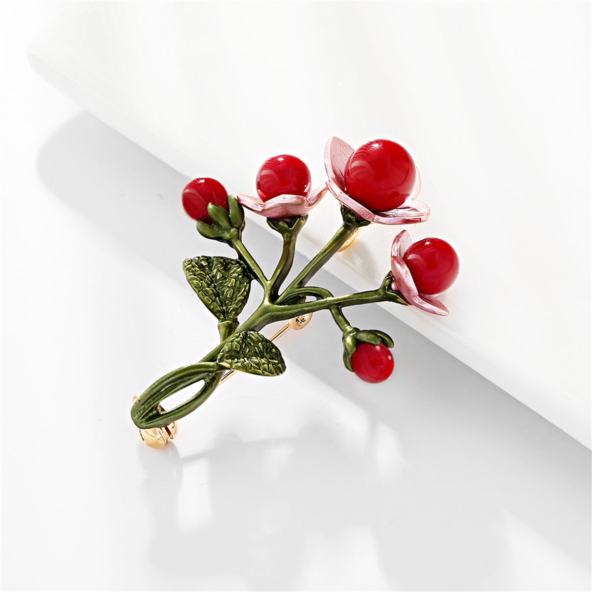 Red & Green Botany Brooch