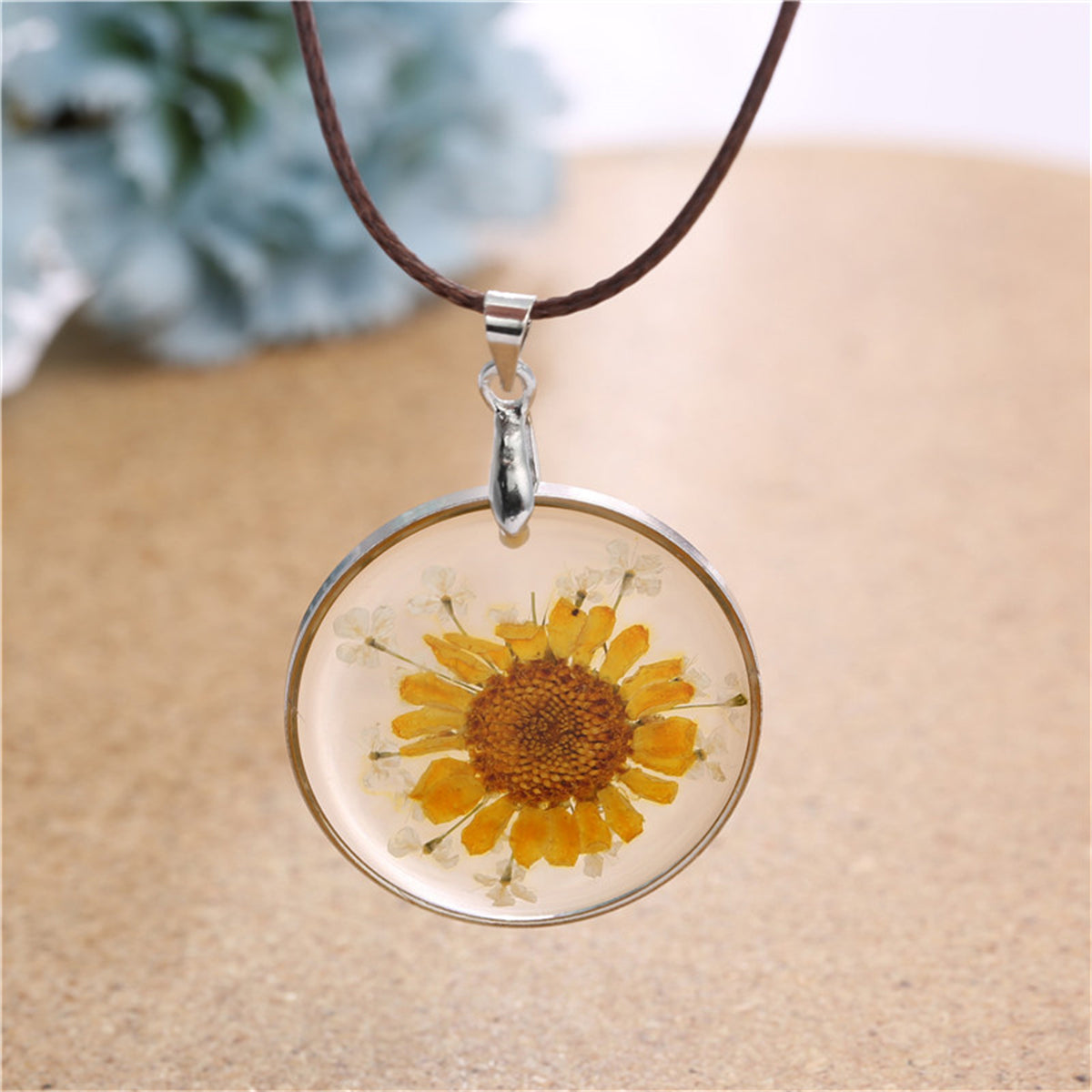 Yellow Mum Pendant Necklace