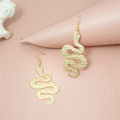 18K Gold-Plated Textured Snake Drop Earrings