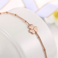 18k Rose Gold-Plated Clover Station Bracelet - streetregion