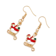 Red & 18K Gold-Palted Santa'S Sled Drop Earring