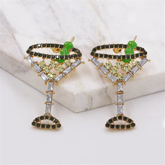 Yellow Crystal & Cubic Zirconia Martini Drop Earrings